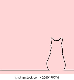 One line drawing style of a cat lying on the floor. There’s a copy space for your text. isolated image