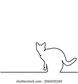 One line drawing style of a cat . There’s a copy space for your text. isolated image on white background