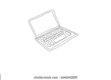 Estilo de dibujo de una línea de un equipo sobre fondo blanco.