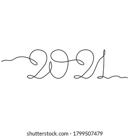 One Line Drawing Style Number 2021. Year Of The Cow.