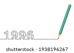 One line drawing style with a pen on the right and 1996 on the left, the year of the lord. Concept about writing, simply, yearly, celebrating, anniversary and etc.