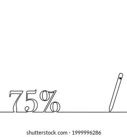 Ein Strichzeichnung Stil eines Stifts, der 75 % einzeln auf weißem Hintergrund schreibt. Es gibt einen Kopienraum für Ihren Text