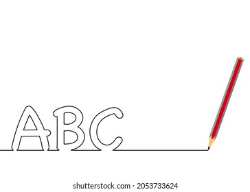 One line drawing style with a pen on the right and number 1, 2, 3 on the left. Concept about writing, simply, beginning or education.