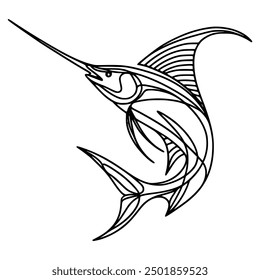 one line drawing swordfish animal vector illustration template design