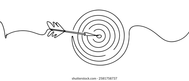 One Line Drawing of Target with Arrow