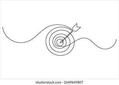 One line drawing target icon outline minimalist concept for marketing focus or achievement theme vector