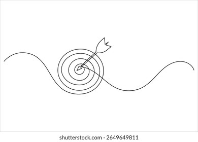 One line drawing target icon outline minimalist concept for marketing focus or achievement theme vector