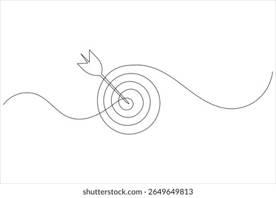 Eine Zeile Zeichnung Ziel Symbol Kontur minimalistisches Konzept für Marketing-Fokus oder Leistung Thema Vektor