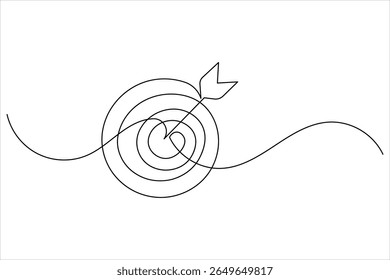 One line drawing target icon outline minimalist concept for marketing focus or achievement theme vector