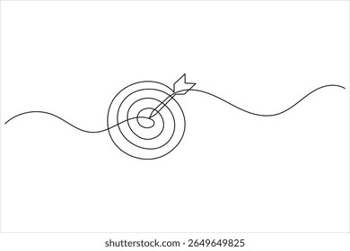 Eine Zeile Zeichnung Ziel Symbol Kontur minimalistisches Konzept für Marketing-Fokus oder Leistung Thema Vektor