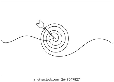 One line drawing target icon outline minimalist concept for marketing focus or achievement theme vector