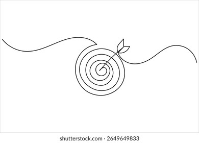 One line drawing target icon outline minimalist concept for marketing focus or achievement theme vector