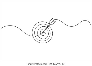 Icono de objetivo de dibujo de una línea esbozo concepto minimalista para enfoque de marketing o tema de logro Vector