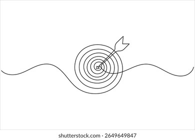 Ícone de destino de desenho de uma linha delinear conceito minimalista para foco de marketing ou vetor de tema de conquista
