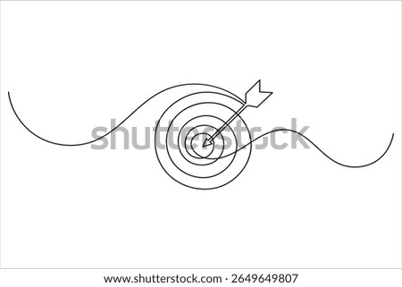 One line drawing target icon outline minimalist concept for marketing focus or achievement theme vector