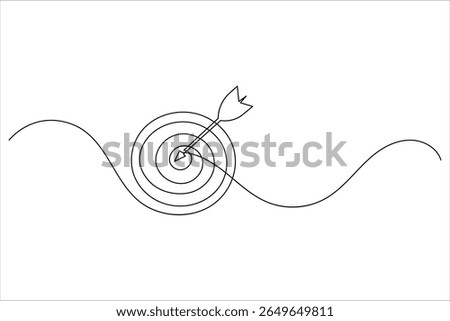 One line drawing target icon outline minimalist concept for marketing focus or achievement theme vector