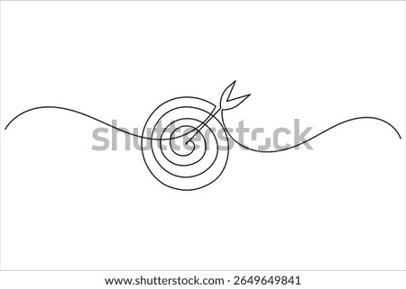 One line drawing target icon outline minimalist concept for marketing focus or achievement theme vector