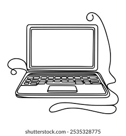 one line drawing technology laptop vector illustration template design