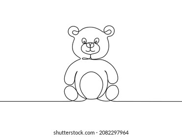 Oso de peluche de dibujo de una línea. Ilustración del vector de línea continua aislada en fondo blanco.