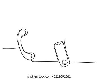 One line drawing of telephone and smartphone