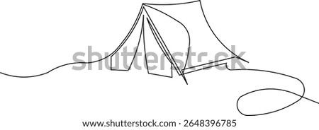  One Line Drawing Tent vector 