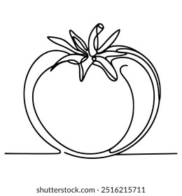 Una línea que dibuja el diseño de la Plantilla de la Ilustración vectorial de la naturaleza de la fruta del tomate