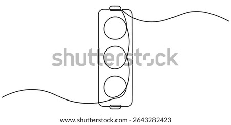 One line drawing of a traffic light, Light traffic one line continuous. Light traffic line art. Hand drawn vector art, Continuous one line drawing of traffic lights with poles to regulate vehicle.