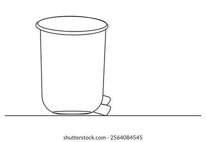 one line drawing trash bin clean environment vector, One continuous line drawing of garbage container. Plastic recycle waste dustbin in simple linear style