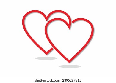 Un dibujo de línea de dos corazones colisiona vector. Dos corazones unidos. Símbolo de dueto de amor. 