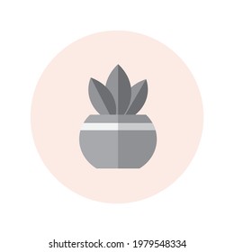 One line drawing vector black and white plant in a pot on a pink background. Contemporary one-line art, aesthetic outline. Perfect for home decor such as posters, bag or t-shirt print, sticker, logo
