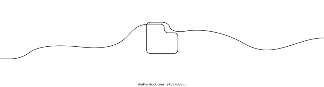 One line drawing vector file. Document outline vector. A folded sheet of paper with one finished line vector