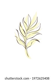 One line drawing vector palm tree leaves. Modern single line art, aesthetic contour. Perfect for home decor such as posters, wall art, tote bag or t-shirt print, sticker, mobile case
