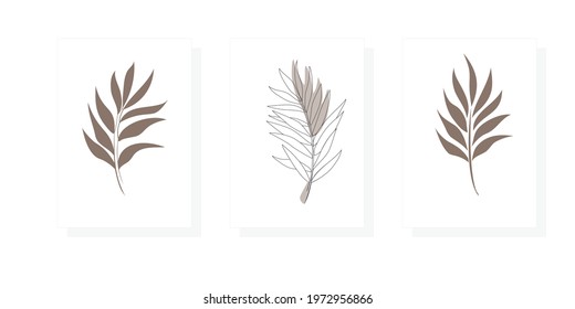 One line drawing vector palm tree leaves. Modern single line art, aesthetic contour. Perfect for home decor such as posters, wall art, tote bag or t-shirt print, sticker, mobile case