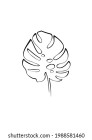 One line drawing vector palm tree leaves. Modern single line art, aesthetic contour. Perfect for home decor such as posters, wall art, tote bag or t-shirt print, sticker, mobile case
