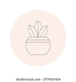 One line drawing vector plant in a pot on a pink background. Contemporary one-line art, aesthetic outline. Perfect for home decor such as posters, wall art, bag or t-shirt print, sticker, logo
