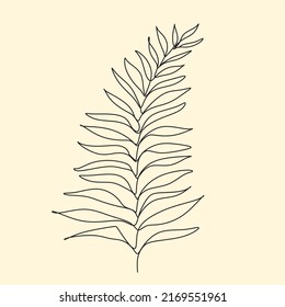 One line drawing of vector plant leaves. Modern single line art, aesthetic outline. Nature Floral Line art. Botanical symbol minimalist hand drawn illustration