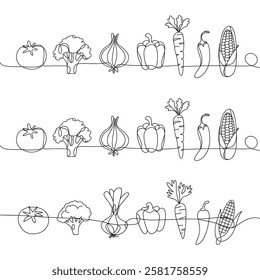 One Line Drawing of Vegetables