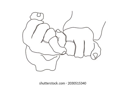 One line of drawing wedding rings, hands. Modern art, contour romantic love in the style of minimalism. for print, postcards, posters, crd,  vector illustration isolated on a white background.