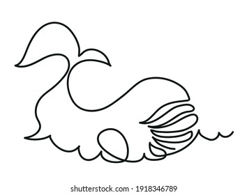 Dibujo de una línea de ballena.
Un dibujo continuo de la ballena en medio del aire, medio agua.