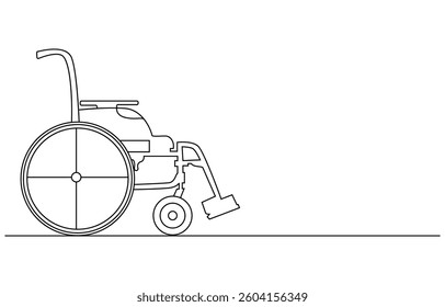 one line drawing Wheelchair, Wheelchair continuous line art drawing