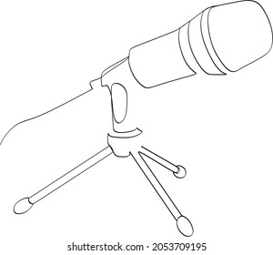 one line drawing wired microphone vector illustration minimalist design