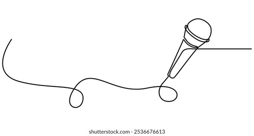 desenho de uma linha desenho de vetor de microfone com fio ilustração design minimalista, desenho de arte de linha contínua de microfone com fio, desenho de linha contínua de vetor ícone de microfone com fio linha fina para web