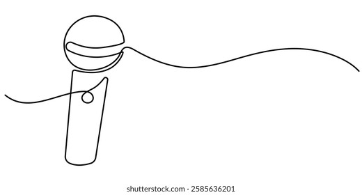 one line drawing wired microphone vector illustration minimalist design, wired microphone continuous line art drawing, Continuous Line Drawing of Vector wired microphone icon thin line for web. 