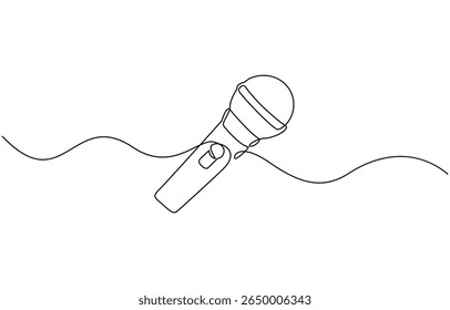 one line drawing wired microphone vector illustration minimalist design, Vector illustration. Line art of microphone.