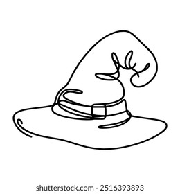 one line drawing witch hat halloween vector illustration template design