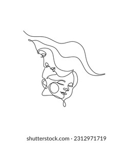 One line drawing woman and baby minimal logo. Line art mother and child vector illustration. Happy Mother day card.