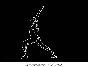 one line drawing of woman doing yoga