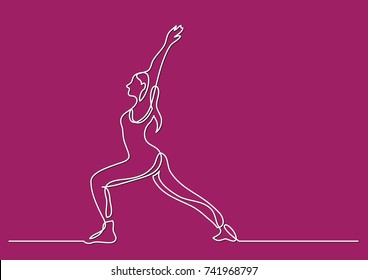 one line drawing of woman doing yoga