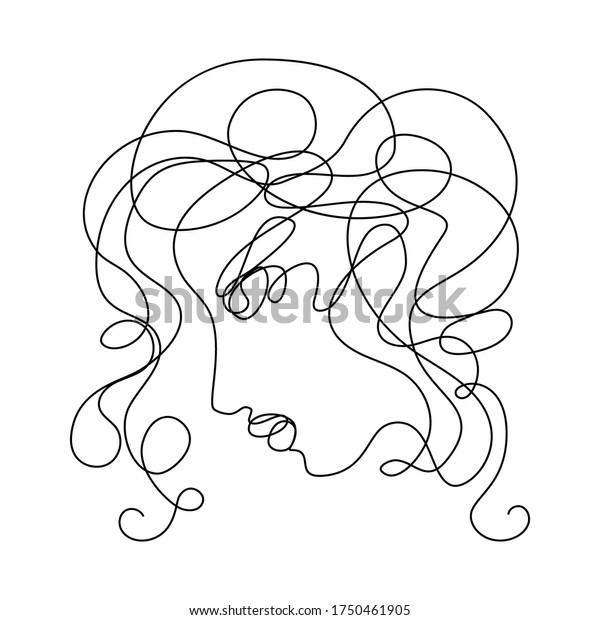 One Line Drawing Woman Face Beauty Stock Vector (Royalty Free) 1750461905