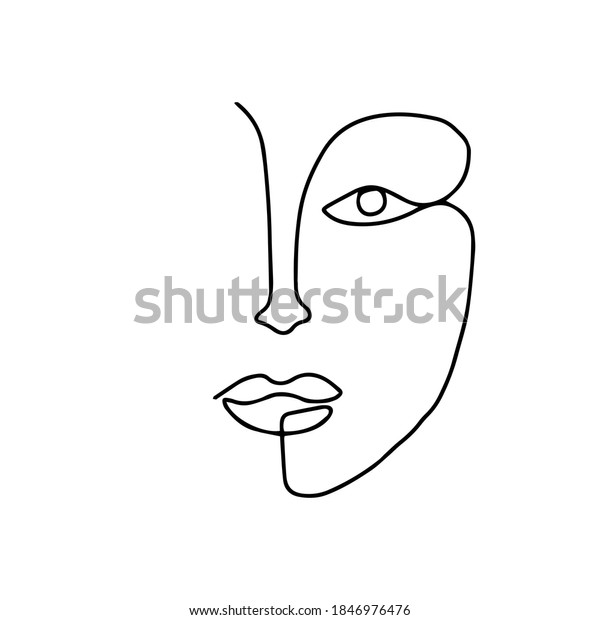 One Line Drawing Woman Face Continuous Stock Vector (royalty Free 